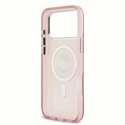 MagSafe Case for Apple iPhone 17 Pro, Karl Lagerfeld, IML Sketch Logo Choupette, Pink