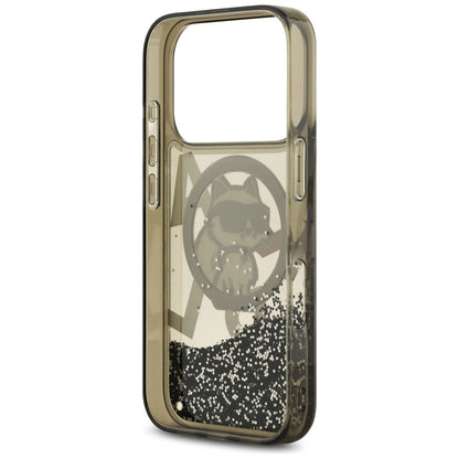 MagSafe Case for Apple iPhone 17 Pro, Karl Lagerfeld, Liquid Glitter Choupette Logo, Black