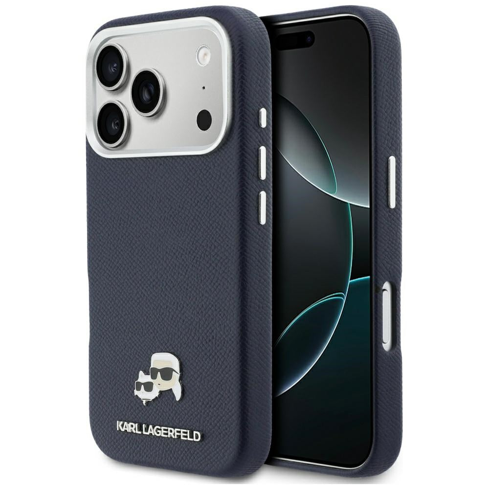 MagSafe Case for Apple iPhone 17 Pro, Karl Lagerfeld, Saffiano Karl & Choupette Pins, Blue