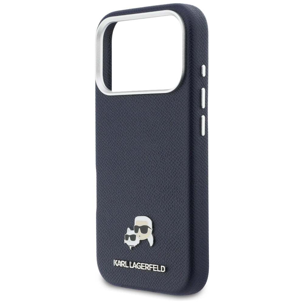 MagSafe Case for Apple iPhone 17 Pro, Karl Lagerfeld, Saffiano Karl & Choupette Pins, Blue