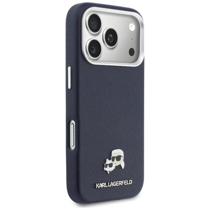 MagSafe Case for Apple iPhone 17 Pro, Karl Lagerfeld, Saffiano Karl & Choupette Pins, Blue