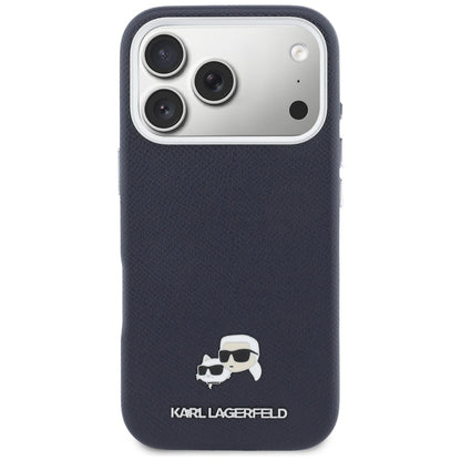MagSafe Case for Apple iPhone 17 Pro, Karl Lagerfeld, Saffiano Karl & Choupette Pins, Blue