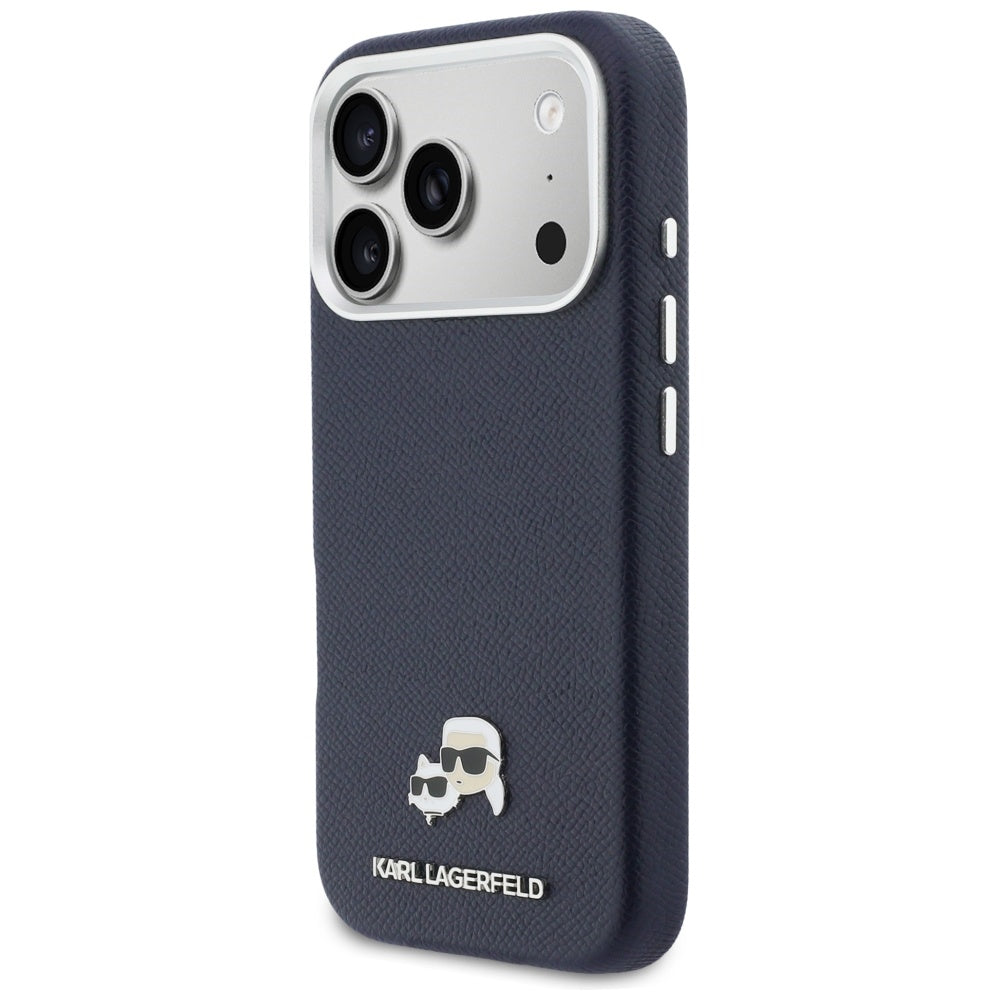 MagSafe Case for Apple iPhone 17 Pro, Karl Lagerfeld, Saffiano Karl & Choupette Pins, Blue