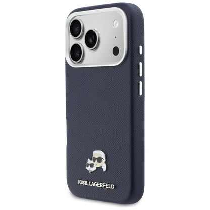 MagSafe Case for Apple iPhone 17 Pro, Karl Lagerfeld, Saffiano Karl & Choupette Pins, Blue