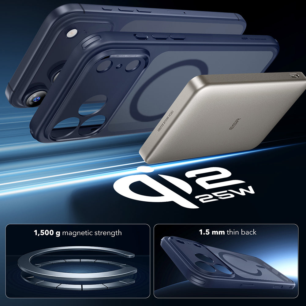 MagSafe Case for Apple iPhone 17 Pro Max, ESR, Classic Hybrid, Satin Blue