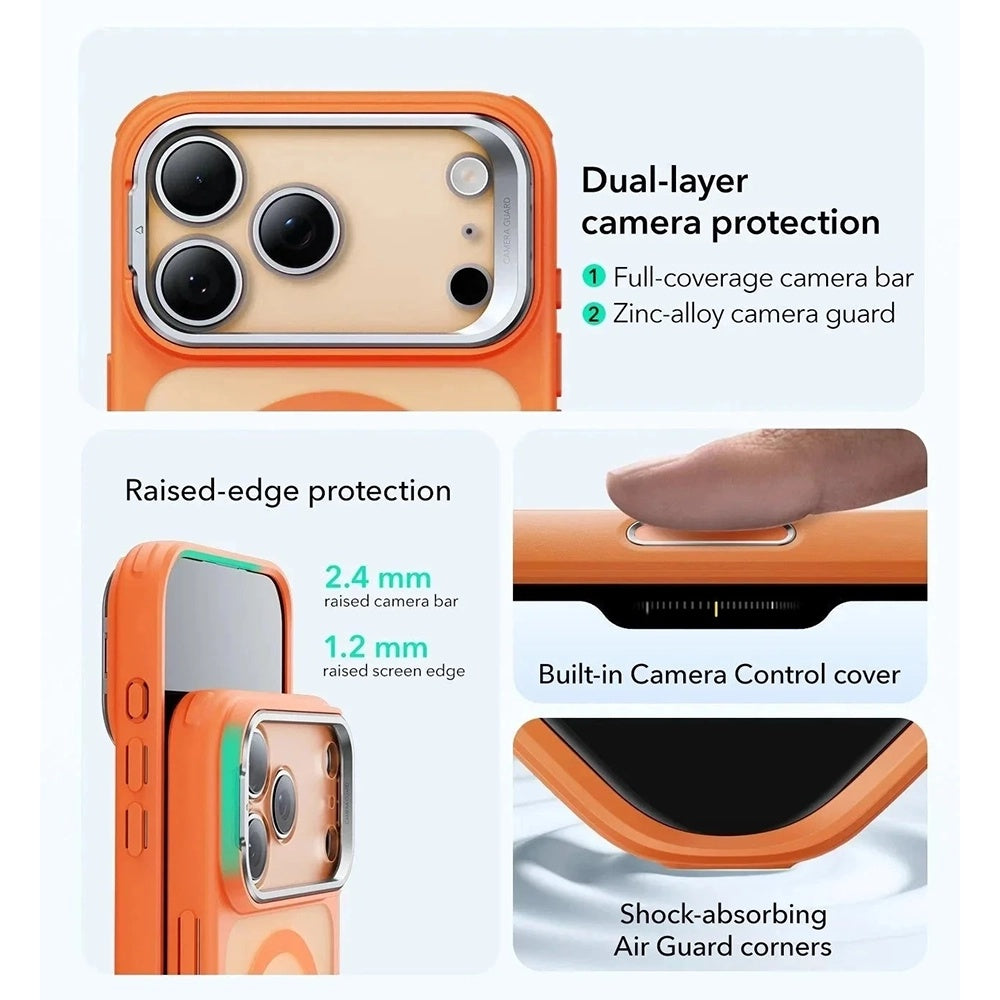 MagSafe Case for Apple iPhone 17 Pro Max, ESR, Classic Hybrid Kickstand, Satin Orange