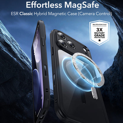 MagSafe Case for Apple iPhone 17 Pro Max, ESR, Classic Hybrid, Transparent Black