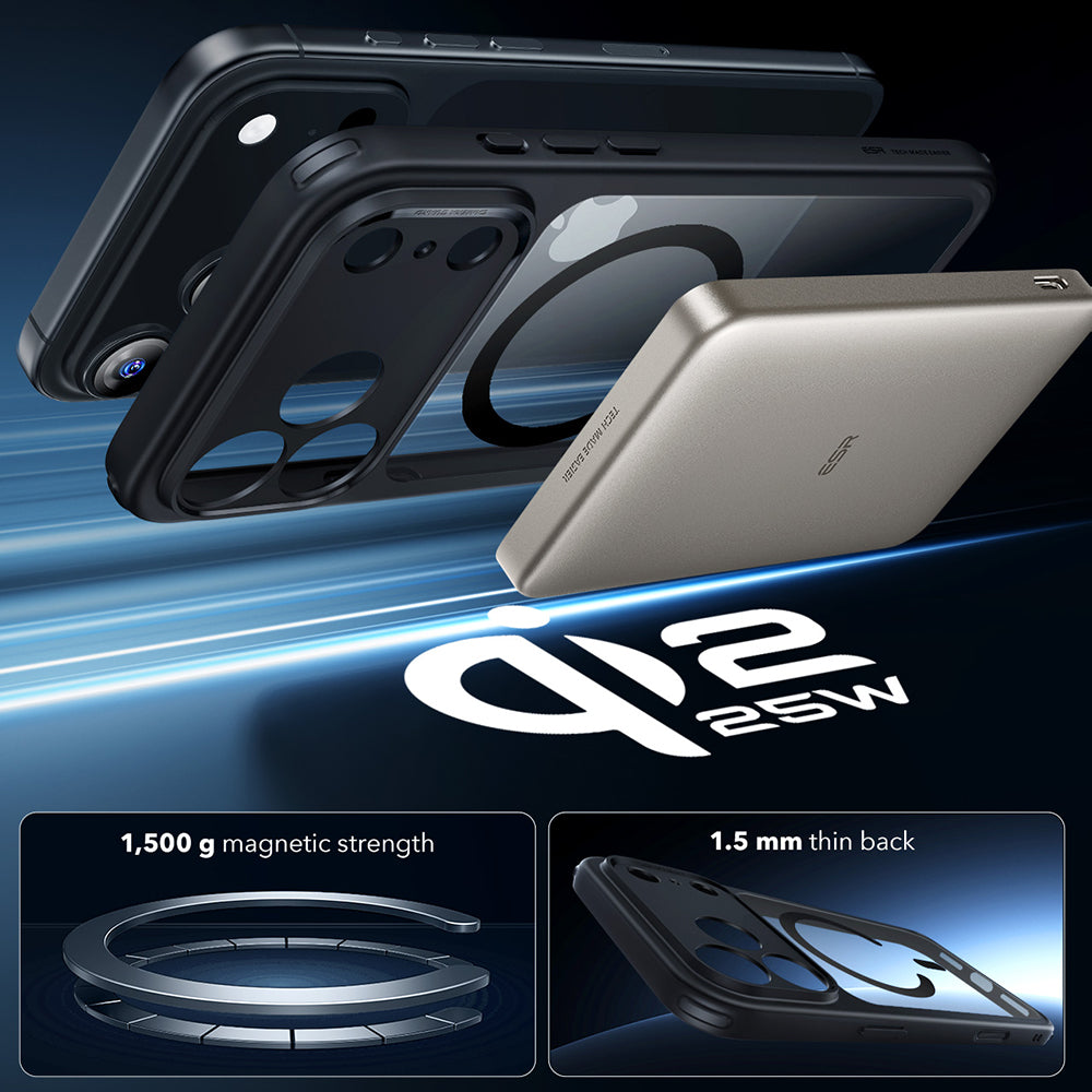 MagSafe Case for Apple iPhone 17 Pro Max, ESR, Classic Hybrid, Transparent Black