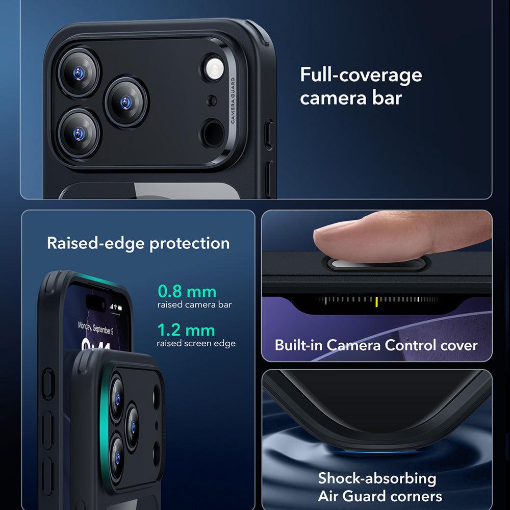 MagSafe Case for Apple iPhone 17 Pro Max, ESR, Classic Hybrid, Transparent Black