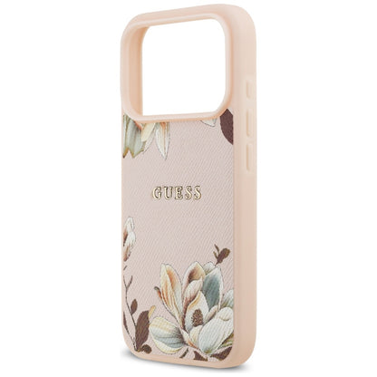 MagSafe Case for Apple iPhone 17 Pro Max, Guess, Grained Flowers, Pink