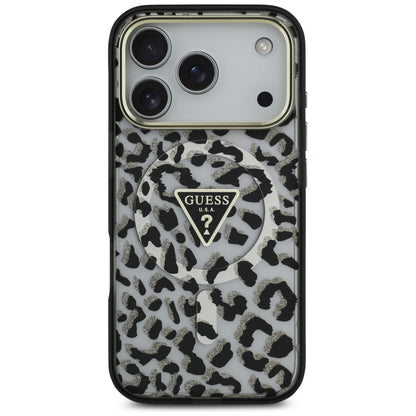 MagSafe Case for Apple iPhone 17 Pro Max, Guess, Leopard Glitter, Black