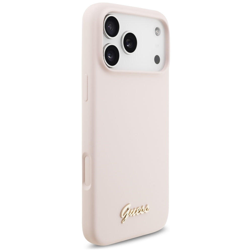 MagSafe Case for Apple iPhone 17 Pro Max, Guess, Script Metal Logo, Light Pink