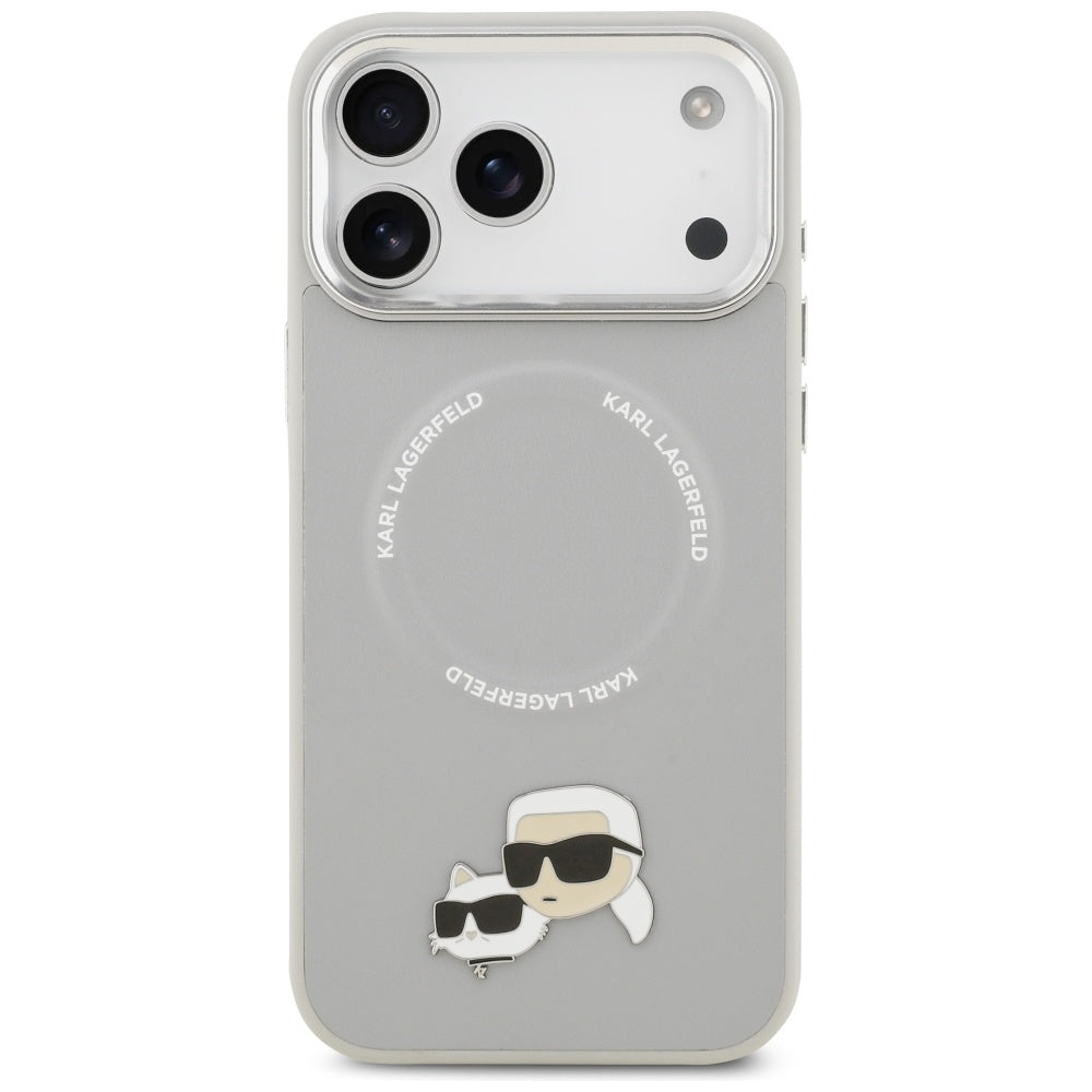 MagSafe Case for Apple iPhone 17 Pro Max, Karl Lagerfeld, Karl & Choupette Pins, Grey