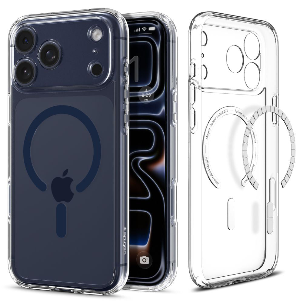 MagSafe Case for Apple iPhone 17 Pro, Spigen, Ultra Hybrid, Navy Transparent ACS11111