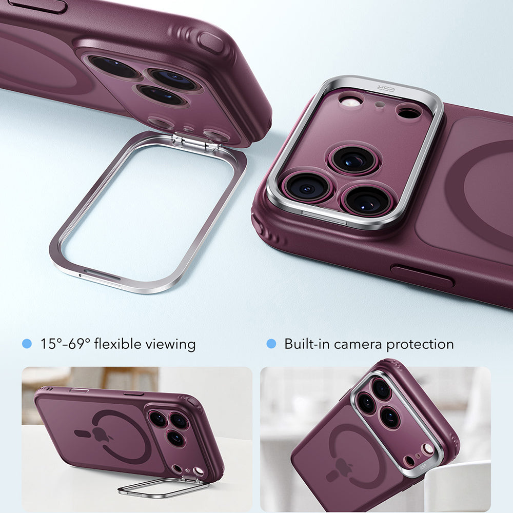 MagSafe Case for Apple iPhone 18 Pro / 17 Pro, ESR, Classic Hybrid Kickstand, Dark Satin Burgundy