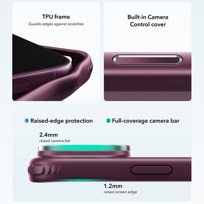 MagSafe Case for Apple iPhone 18 Pro / 17 Pro, ESR, Classic Hybrid Kickstand, Dark Satin Burgundy