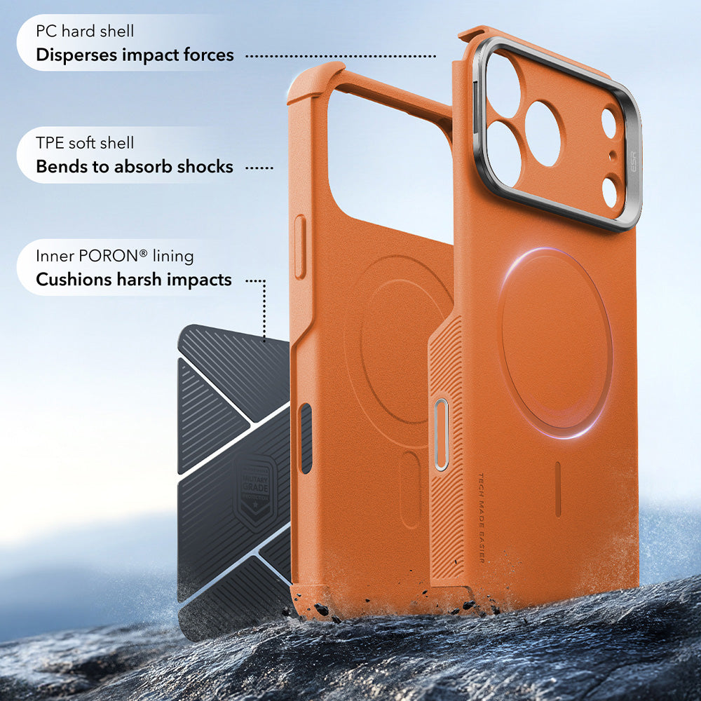 MagSafe Case for Apple iPhone 18 Pro / 17 Pro, ESR, Cyber Armor Kickstand, Orange
