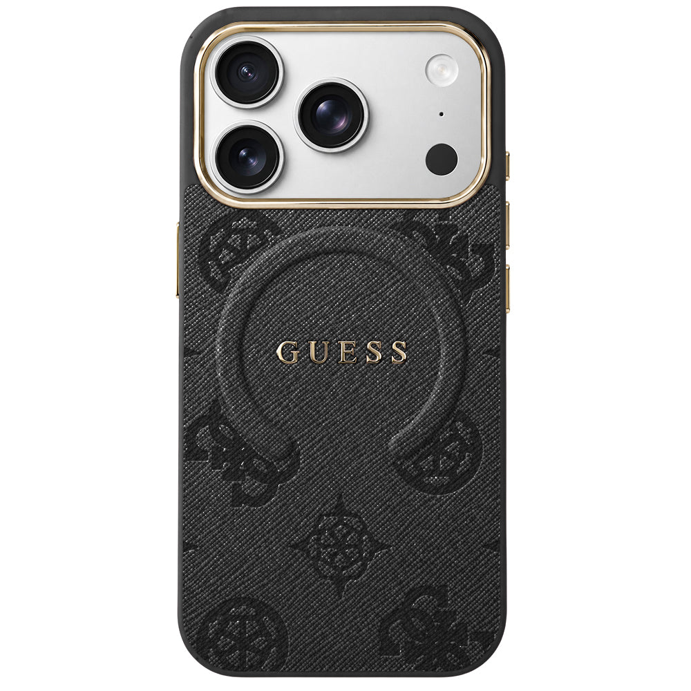 MagSafe Case for Apple iPhone 18 Pro / 17 Pro, Guess, 4G Embossed Ring Classic Logo, Black