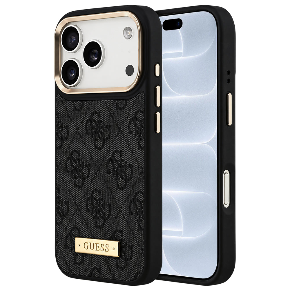 MagSafe Case for Apple iPhone 18 Pro / 17 Pro, Guess, 4G Logo Plate, Black