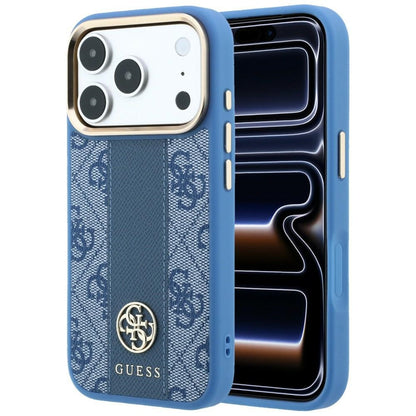 MagSafe Case for Apple iPhone 18 Pro / 17 Pro, Guess, 4G Stripe Round Classic Logo, Blue