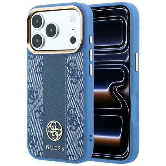 MagSafe Case for Apple iPhone 18 Pro / 17 Pro, Guess, 4G Stripe Round Classic Logo, Blue