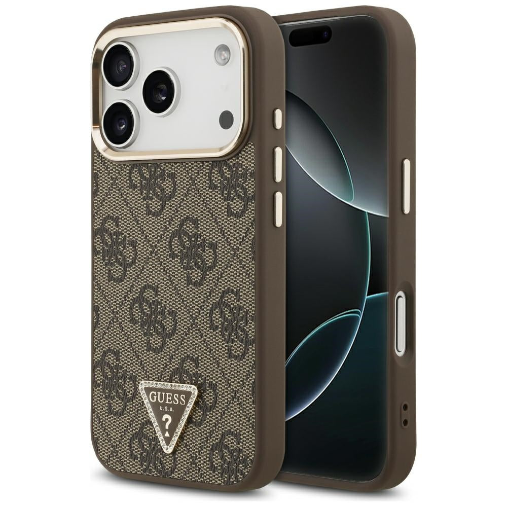 MagSafe Case for Apple iPhone 18 Pro / 17 Pro, Guess, 4G Triangle Logo, Brown