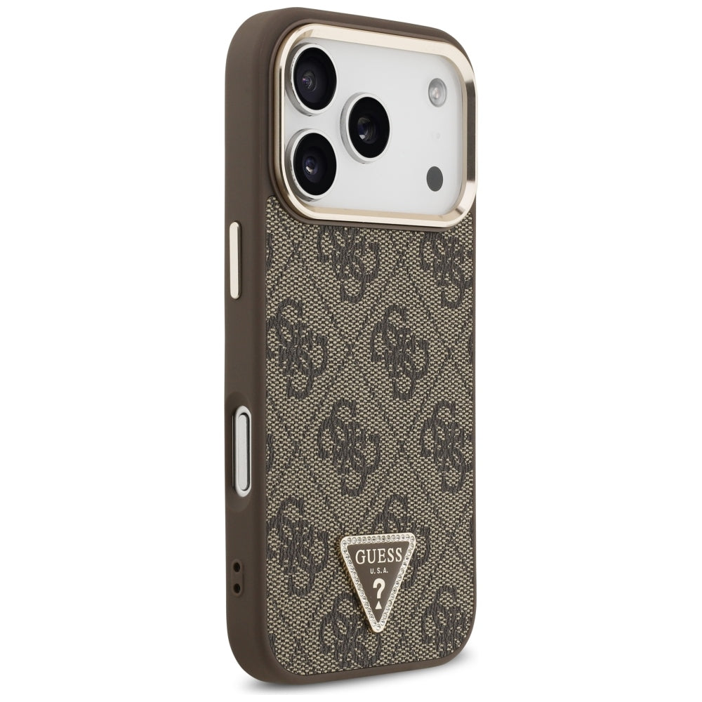 MagSafe Case for Apple iPhone 18 Pro / 17 Pro, Guess, 4G Triangle Logo, Brown