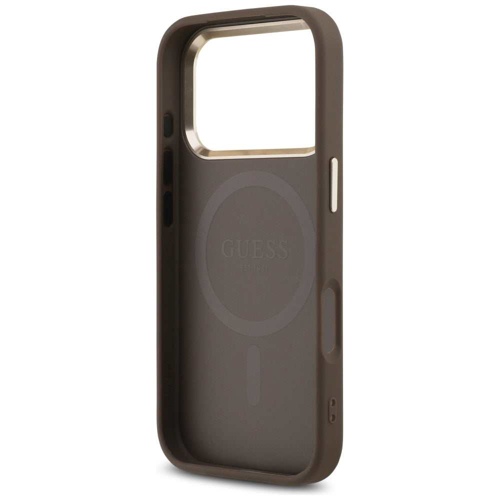 MagSafe Case for Apple iPhone 18 Pro / 17 Pro, Guess, 4G Triangle Logo, Brown