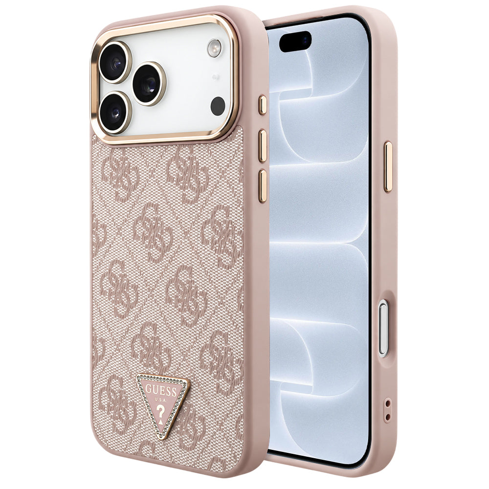 MagSafe Case for Apple iPhone 18 Pro / 17 Pro, Guess, 4G Triangle Logo, Rose Gold