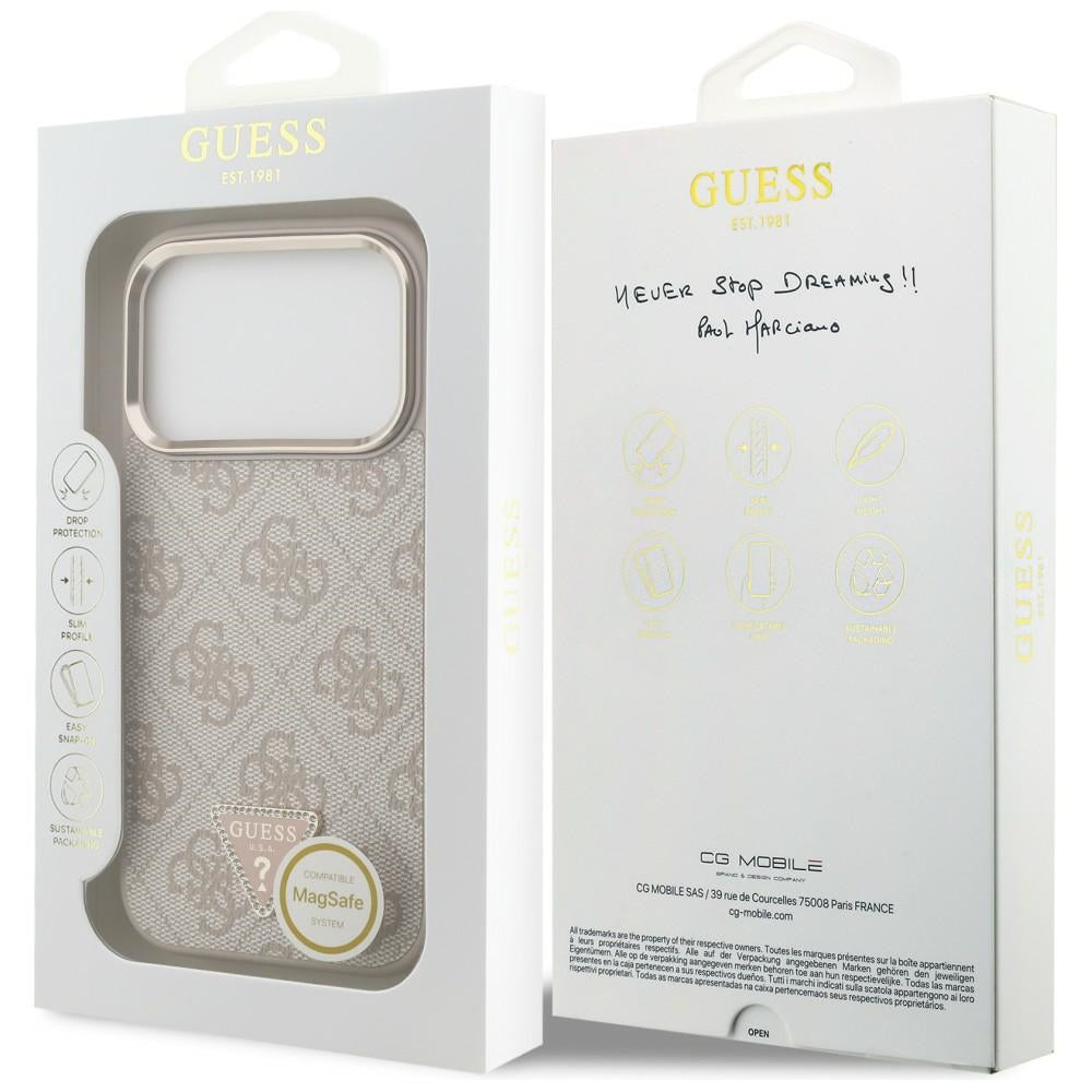 MagSafe Case for Apple iPhone 18 Pro / 17 Pro, Guess, 4G Triangle Logo, Rose Gold