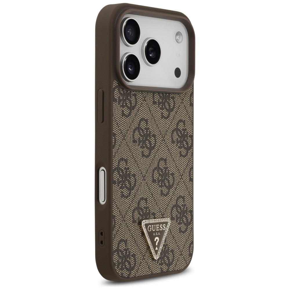 MagSafe Case for Apple iPhone 18 Pro / 17 Pro, Guess, 4G Triangle Strass, Brown