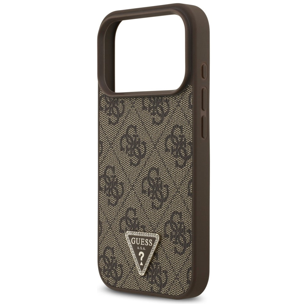 MagSafe Case for Apple iPhone 18 Pro / 17 Pro, Guess, 4G Triangle Strass, Brown