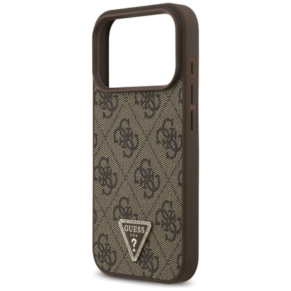 MagSafe Case for Apple iPhone 18 Pro / 17 Pro, Guess, 4G Triangle Strass, Brown
