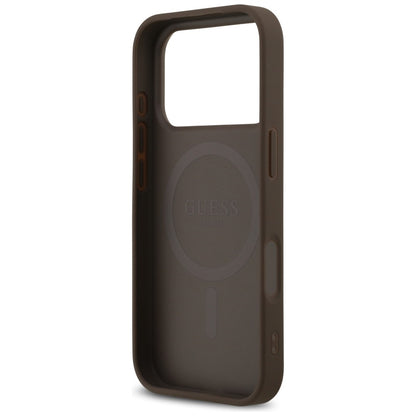 MagSafe Case for Apple iPhone 18 Pro / 17 Pro, Guess, 4G Triangle Strass, Brown