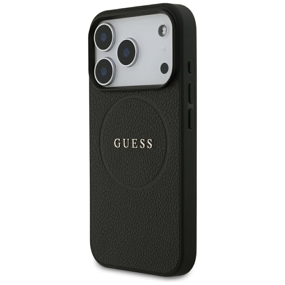MagSafe Case for Apple iPhone 18 Pro / 17 Pro, Guess, Grained Gold Ring, Black