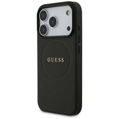 MagSafe Case for Apple iPhone 18 Pro / 17 Pro, Guess, Grained Gold Ring, Black