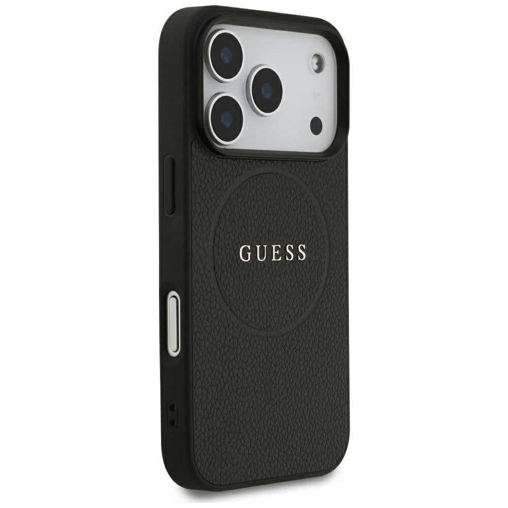 MagSafe Case for Apple iPhone 18 Pro / 17 Pro, Guess, Grained Gold Ring, Black