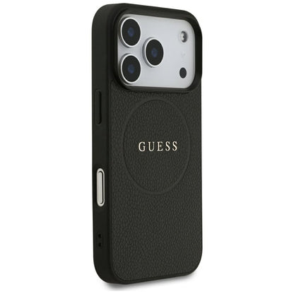 MagSafe Case for Apple iPhone 18 Pro / 17 Pro, Guess, Grained Gold Ring, Black