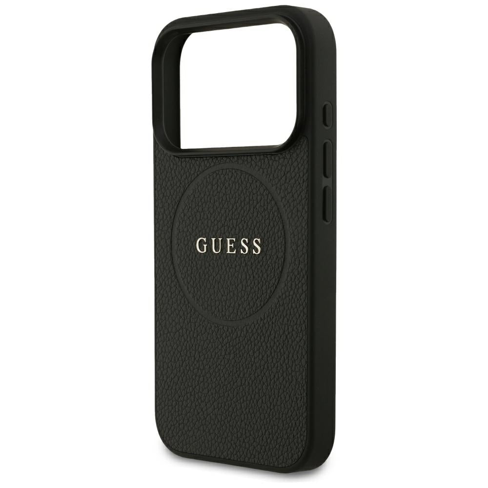 MagSafe Case for Apple iPhone 18 Pro / 17 Pro, Guess, Grained Gold Ring, Black