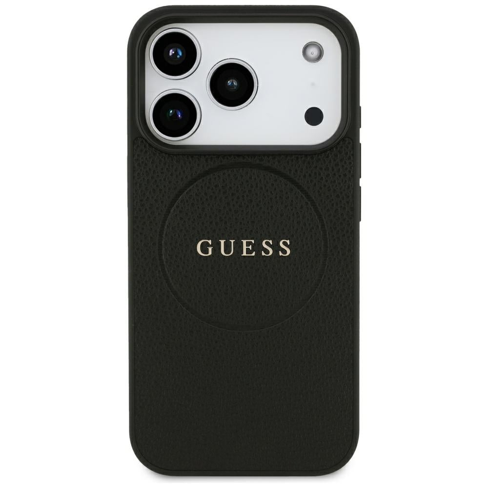 MagSafe Case for Apple iPhone 18 Pro / 17 Pro, Guess, Grained Gold Ring, Black
