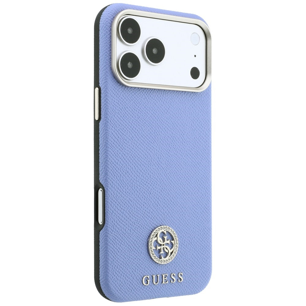 MagSafe Case for Apple iPhone 18 Pro / 17 Pro, Guess, Grained Round Strass Logo, Blue