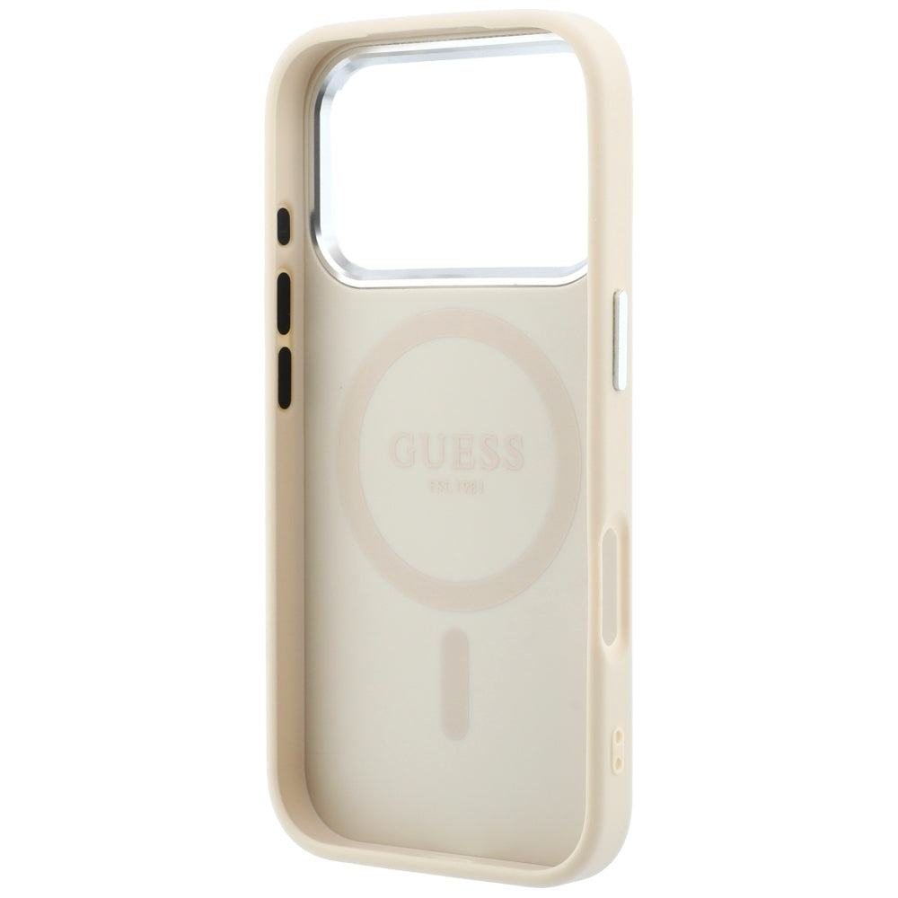MagSafe Case for Apple iPhone 18 Pro / 17 Pro, Guess, Grained Triangle Logo, Beige
