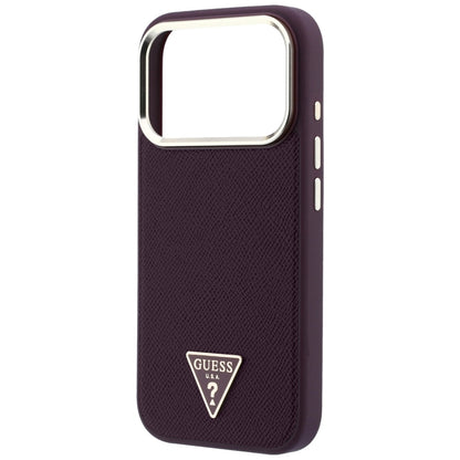 MagSafe Case for Apple iPhone 18 Pro / 17 Pro, Guess, Grained Triangle Logo, Burgundy