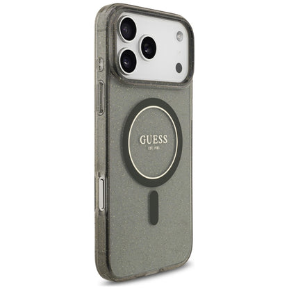 MagSafe Case for Apple iPhone 18 Pro / 17 Pro, Guess, IML Glitter with Pearl Strap, Black
