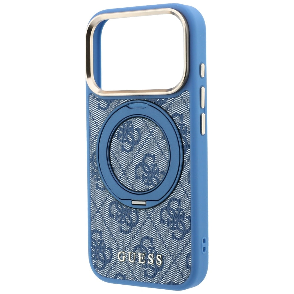 MagSafe Case for Apple iPhone 18 Pro / 17 Pro, Guess, Ring Stand 360 4G Classic Logo, Blue