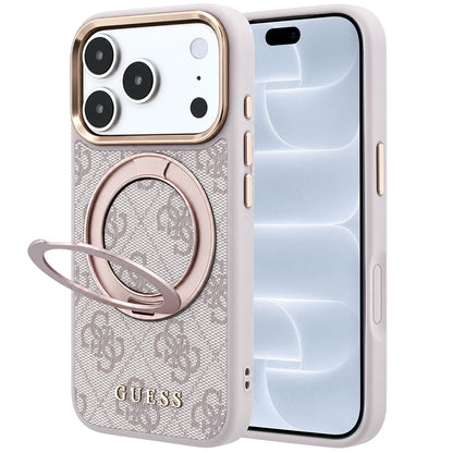 MagSafe Case for Apple iPhone 18 Pro / 17 Pro, Guess, Ring Stand 360 4G Classic Logo, Pink