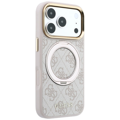MagSafe Case for Apple iPhone 18 Pro / 17 Pro, Guess, Ring Stand 360 4G Classic Logo, Pink