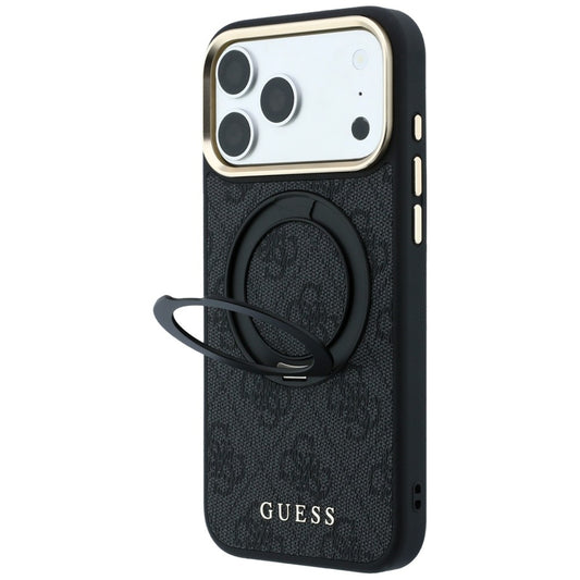 MagSafe Case for Apple iPhone 18 Pro / 17 Pro, Guess, Ring Stand Classic Logo, Black