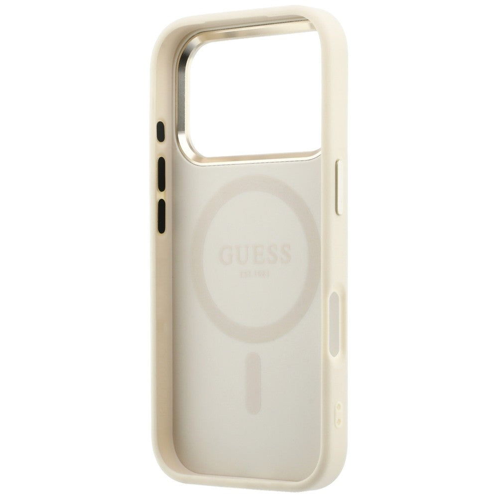 MagSafe Case for Apple iPhone 18 Pro / 17 Pro, Guess, Saffiano Small 4G Classic, Beige
