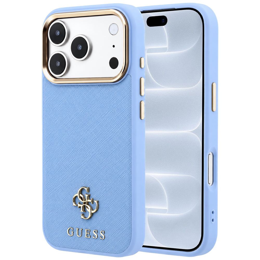 MagSafe Case for Apple iPhone 18 Pro / 17 Pro, Guess, Saffiano Small 4G Classic, Blue